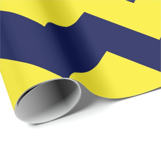Navy Blue en Yellow Extra Large Chevron Cadeaupapier (Rol Hoek)