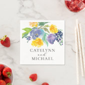 Navy Blue en Yellow Floral Elegant Servet (Insitu)