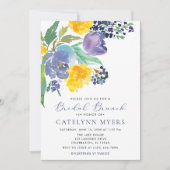 Navy Blue en Yellow Floral Modern Bridal Brunch Kaart (Voorkant)