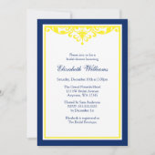 Navy Blue en Yellow Flourish Vrijgezellenfeest Kaart (Voorkant)
