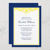 Navy Blue en Yellow Flourish Vrijgezellenfeest Kaart (Voorkant / Achterkant)