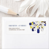 Navy Blue en Yellow Mason Jars Address Label (Insitu)
