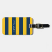 Navy Blue en Yellow Rugby Stripes - Aangepaste naa Bagagelabel (Voorkant horizontaal)
