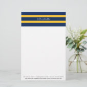 Navy Blue en Yellow Rugby Stripes - Aangepaste naa Briefpapier (Staand voorkant)