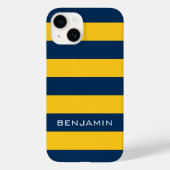 Navy Blue en Yellow Rugby Stripes - Aangepaste naa Case-Mate iPhone Case (Achterkant)