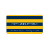Navy Blue en Yellow Rugby Stripes - Aangepaste naa Etiket (Voorkant)