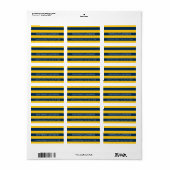 Navy Blue en Yellow Rugby Stripes - Aangepaste naa Etiket (Full Sheet)