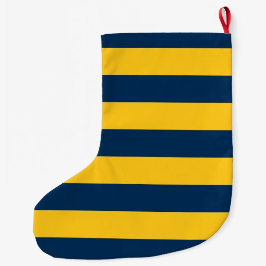 Navy Blue en Yellow Rugby Stripes - Aangepaste naa Grote Kerstsok (Achterkant)