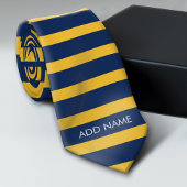 Navy Blue en Yellow Rugby Stripes - Aangepaste naa Stropdas