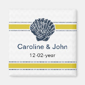 Navy Blue en Yellow Seashell Wedding Stationery Magneet (Voorkant)
