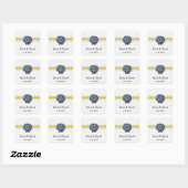 Navy Blue en Yellow Seashell Wedding Stationery Vierkante Sticker (Vel)