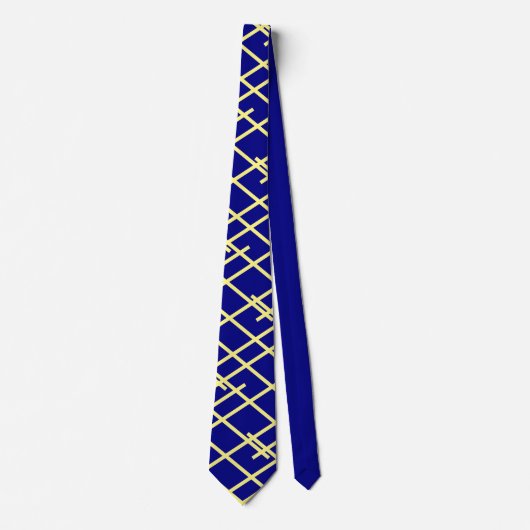Navy Blue en Yellow Stripes bruiloft Stropdas (Voorkant)