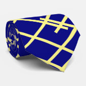 Navy Blue en Yellow Stripes bruiloft Stropdas (Opgerold)