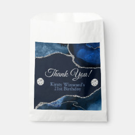 Navy Blue en Zilver Glitter Agate Verjaardagsfeest Bedankzakje