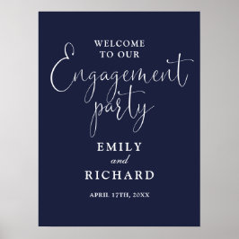 Navy Blue Engagement Party Welkomstbord Poster