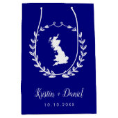 Navy Blue England UK Britain Map Wedding Welcome Medium Cadeauzakje (Voorkant)