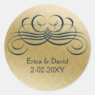 "navy blue"-envelopzegel ronde sticker