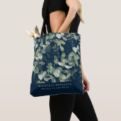 Navy Blue Eucalyptus Moeder van de Bride Tote Bag (Dichtbij)
