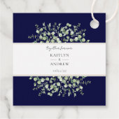 Navy Blue Eucalyptus Samen Voor Altijd Trouw Bedankjes Labels (Achterkant)