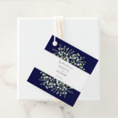 Navy Blue Eucalyptus Samen Voor Altijd Trouw Bedankjes Labels (In situ)