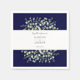 Navy Blue Eucalyptus Samen Voor Altijd Trouw  Servet