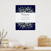 Navy Blue Eucalyptus Trouw Welkom  Poster (Keuken)