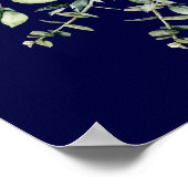 Navy Blue Eucalyptus Trouw Welkom  Poster (Hoek)