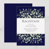 Navy Blue Eucalyptus Wedding Reception Informatiekaartje (Voorkant / Achterkant)