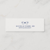Navy Blue Eyeglasses Logo Optometrist Eenvoudig Mini Visitekaartje (Voorkant)