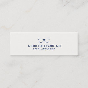 Navy Blue Eyeglasses Logo Optometrist Eenvoudig Mini Visitekaartje