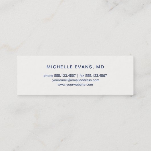 Navy Blue Eyeglasses Logo Optometrist Eenvoudig Mini Visitekaartje (Achterkant)