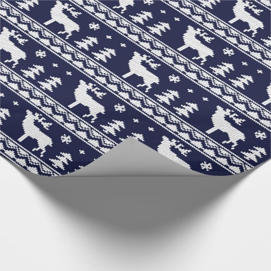 Navy Blue Fair Isle kerstSweater Pattern Cadeaupapier (Hoek)