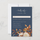 Navy Blue Fall Leaves Respons Kaart (Voorkant)