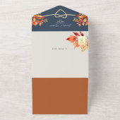 Navy Blue Fall Wedding All In One Uitnodiging (Buitenkant)