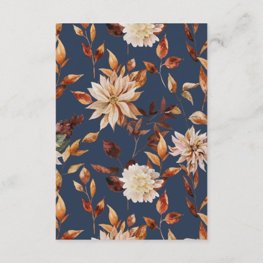 Navy Blue Fall Wedding Informatiekaartje (Achterkant)