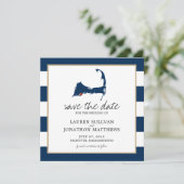 Navy Blue Falmouth Cape Cod Map opslaan op datum Save The Date (Staand voorkant)