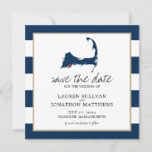 Navy Blue Falmouth Cape Cod Map opslaan op datum Save The Date (Voorkant)