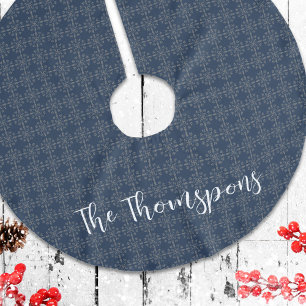 Navy Blue Familienaam Custom Christmas Kerstboom Rok