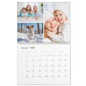 Navy Blue Family and Friends Custom Photo Collage Kalender (Jan 2026)