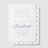 Navy Blue Fancy Script Elegante bruiloft Vellum Uitnodigingen (Offset (Uitnodiging))