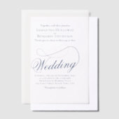 Navy Blue Fancy Script Elegante bruiloft Vellum Uitnodigingen (Offset)