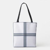 Navy Blue Farmhouse Check Stylish Trendy Tote Bag (Achterkant)