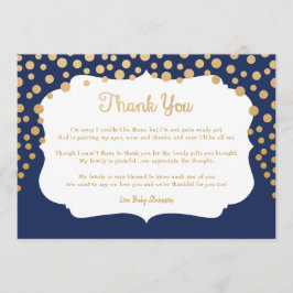 Navy Blue faux baby shower Bedankkaart