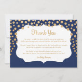 Navy Blue faux baby shower Bedankkaart (Voorkant)