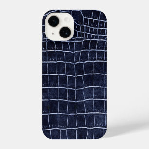 Navy Blue Faux Crocodile iPhone 14 Hoesje