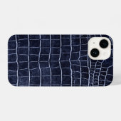 Navy Blue Faux Crocodile iPhone Hoesje (Achterkant horizontaal)