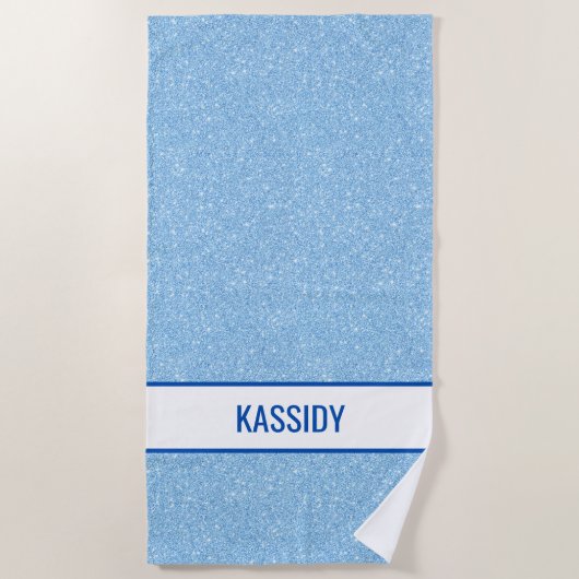 Navy + Blue Faux Glitter Bachelorette Strandlaken (Voorkant)