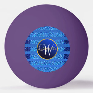 Navy Blue Faux Glitter Bokeh Sparkly Monogram Pingpongbal