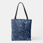 Navy Blue Faux Glitter Bokeh Sparkly Monogram Tote Bag (Achterkant)