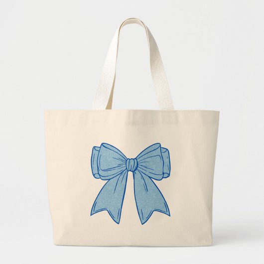 Navy + Blue Faux Glitter Bow Grote Tote Bag (Voorkant)